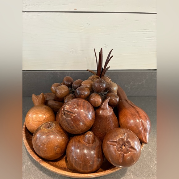 Vintage MCM Wooden Fruit and bowl - Picture 3 of 14